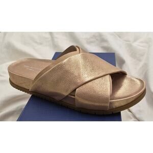 Rockport Rose Gold Cross-Band Slide Sandals